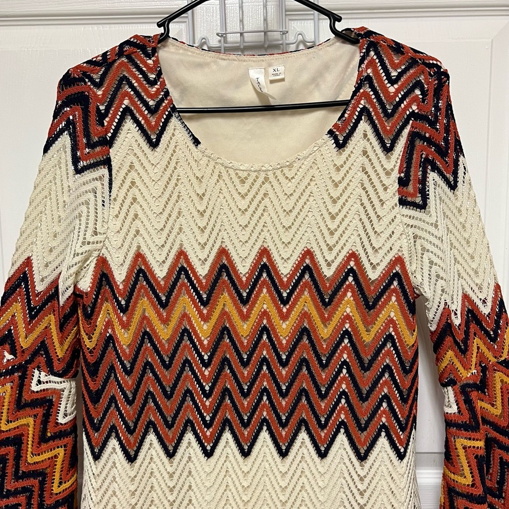 Tacera Chevron Pattern Bell Sleeve Dress - Picture 2 of 16